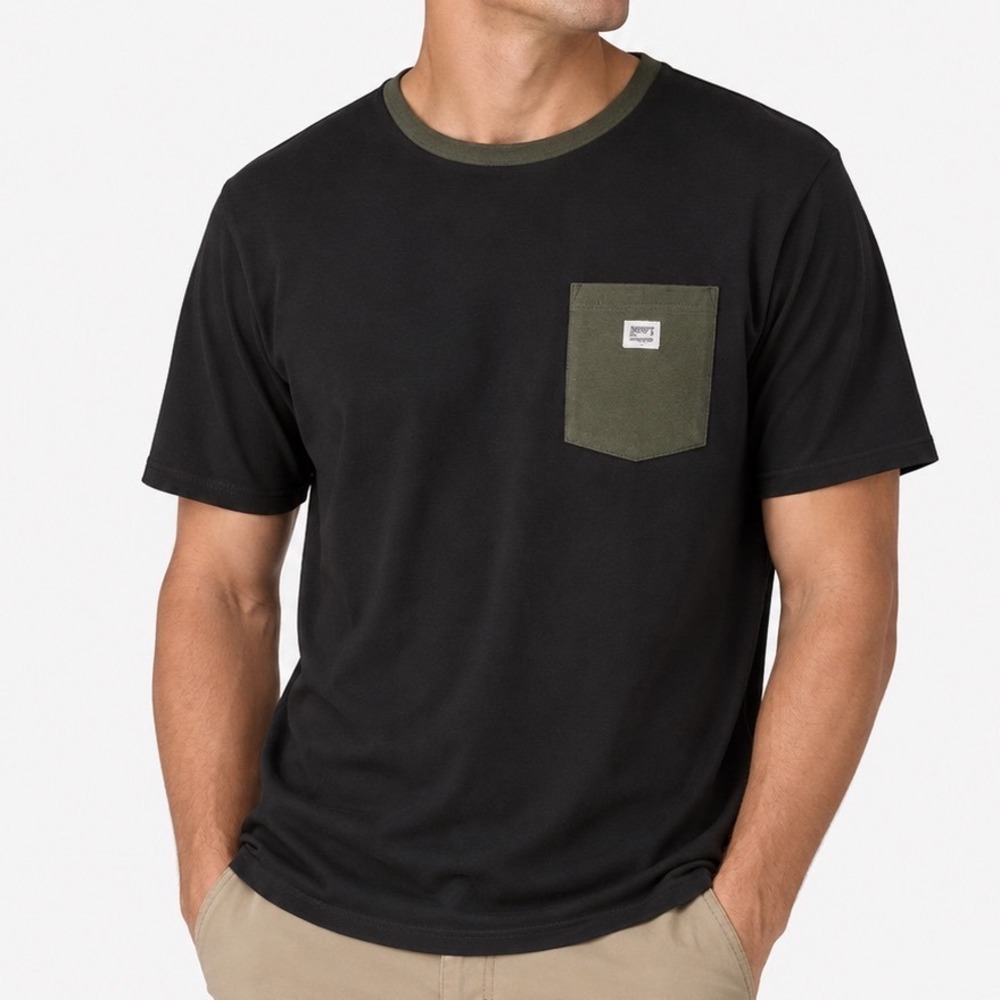 Patagonia Men's Shop Sticker Short Sleeve T-Shirt Black Basin Green Size XL NWT